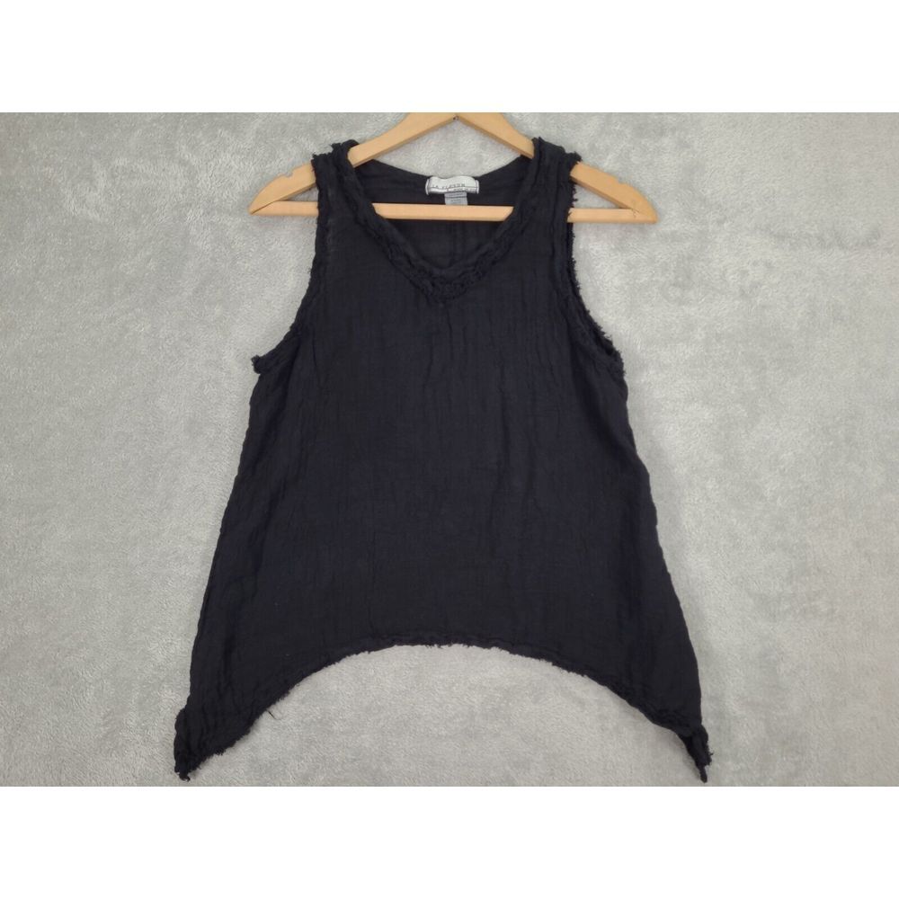 LA Fixsun Womens Linen Asymmetrical Tank TopSz M Black Breezy Beach‎ Resort
